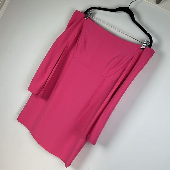 Bardot Dress Women's 10/Large Ava Hot Pink BarbieCore Statement Sleeves Mini - Picture 10 of 16